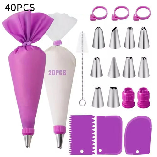 Silicone Piping Bags and Tips Set Cake DIY Decorating Kit with