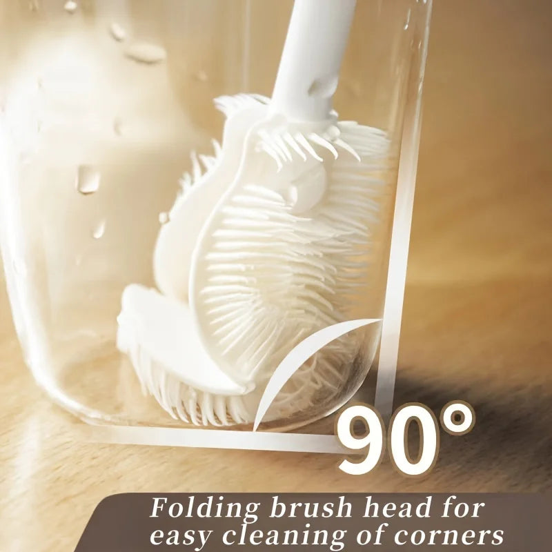 Foldable 360 degree comprehensive cleaning silicone brush with long