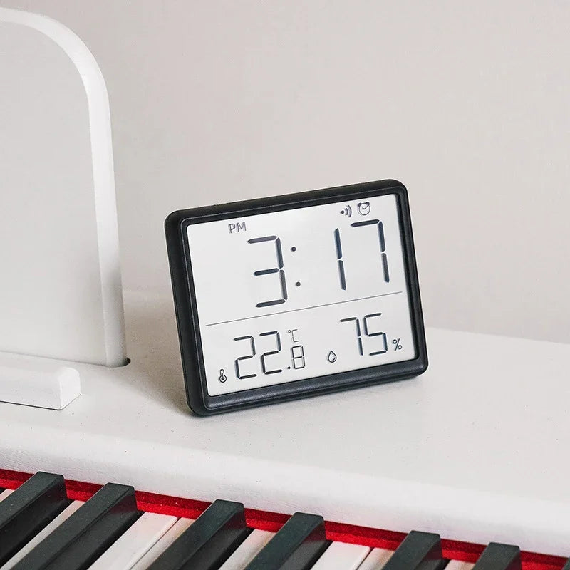 Ultra Thin Alarm Clock LCD Large Screen Digital Temperature Hygrometer