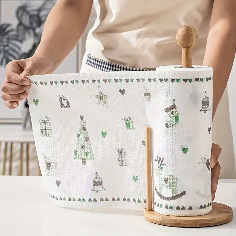 50 100pcs/roll Dishcloth Absorbent Thickened Kitchen Paper Dry Wet Use