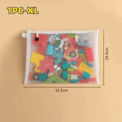 1-3PCS Storage Bag Mesh ZipperToy Building Block Puzzle Sub-package