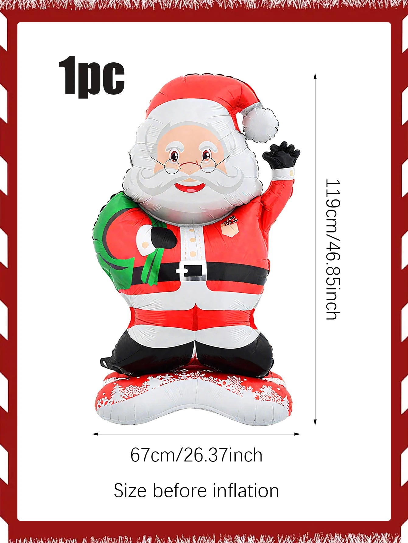 1pc Standing Santa Claus Foil Balloon, Christmas Decoration, Christmas
