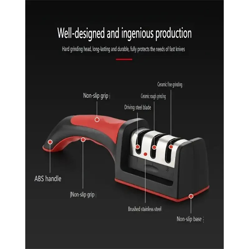 3/4 Segment Knife Sharpener Kitchen Multifunctional Handheld Fast