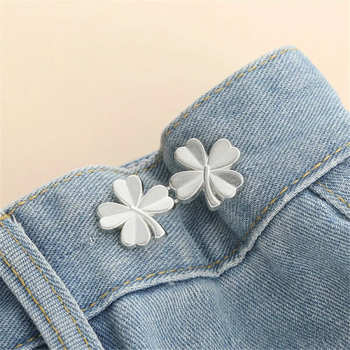 1 Pair Jeans Button Adjustable Clips for Pant Skirts Waist Tightener