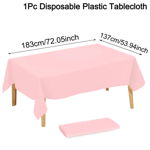 183×137cm Solid Pink Tablecovers Plastic Tablecloth for Wedding