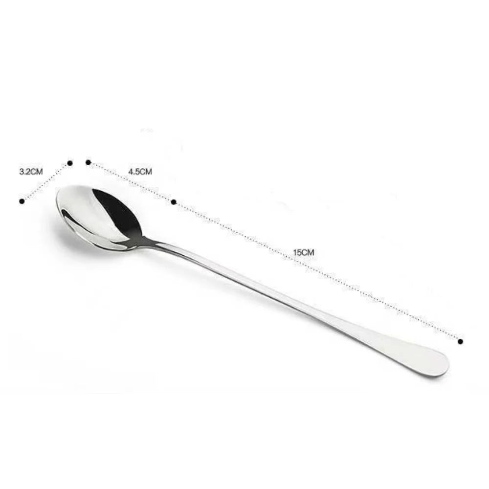 6PCS Long-handled spoon, thickened stainless steel coffee spoon,