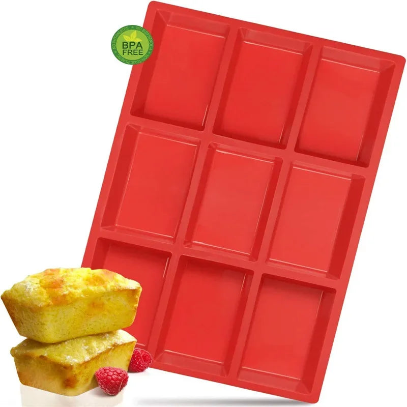 1pc 9-Cavity Silicone Mini Loaf Pan for Baking Cake, Bread, Meatloaf,