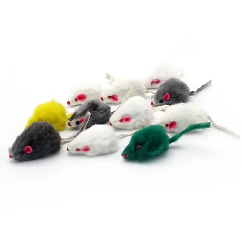 Pet Cat Toys Rabbit Fur False Mouse Feather Rainbow Mouse Toy Funny