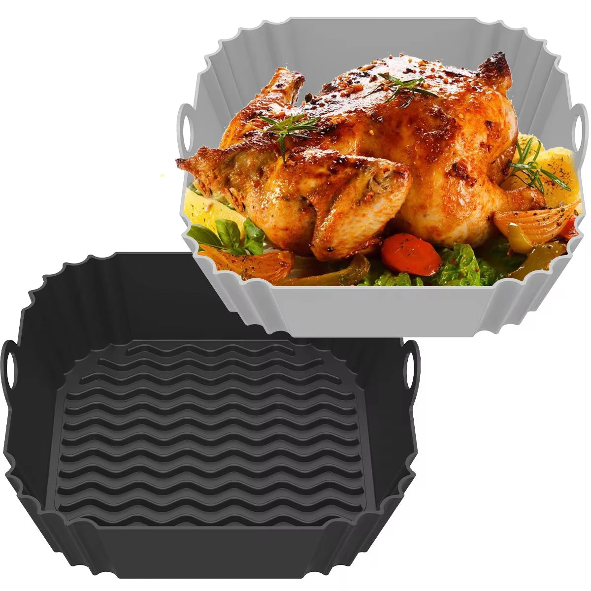 Silicone Air Fryer Pot Tray Food Safe Reusable Square BBQ Barbecue Pad