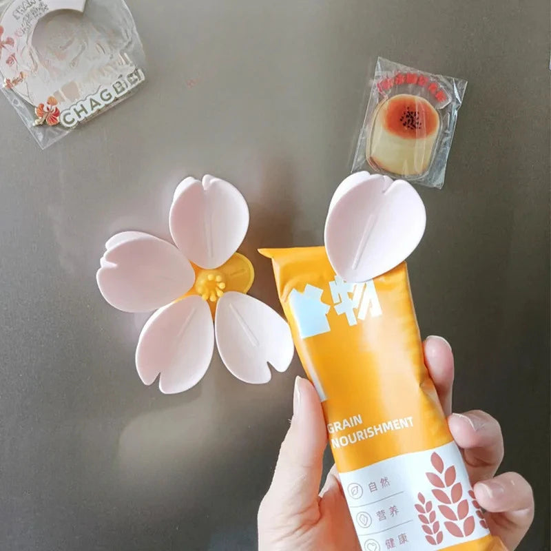 1/2pcs Sakura Magnetic Fridge Magnet Seal Clip, Petal Sealing Clip,