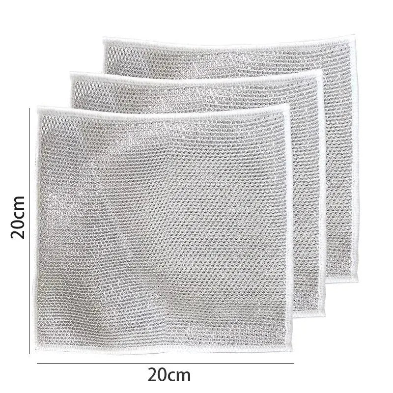 10pcs Magic Dishcloth Silver Wire Cleaning Kitchen Cloth Thickened