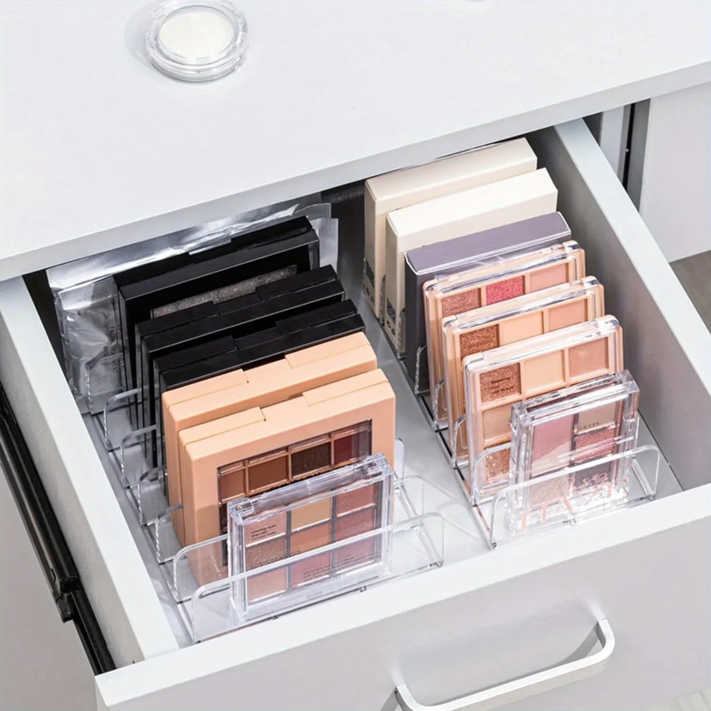 1pc Plastic Transparent 7-Slot Cosmetic Organizer Multi-Functional