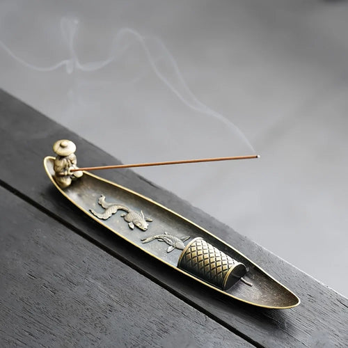 Creative Incense Holder Boat Fishing Men Insence Burner Japanese Style
