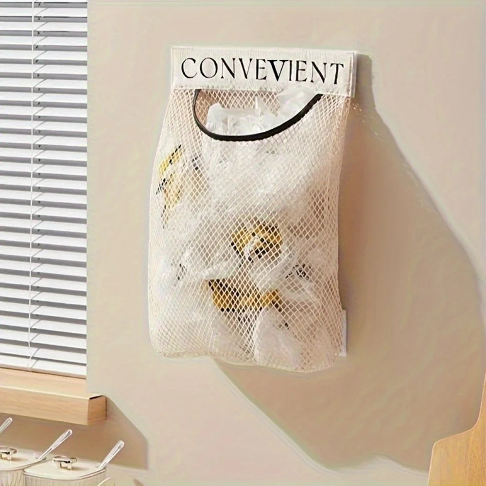 1Pc Wall Mounted Plastic Bag Organizer,Reusable,Household