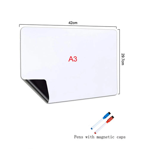 A3+A4 Magnetic Dry Erase Board Fridge Markers WhiteBoard Sheet Kitchen