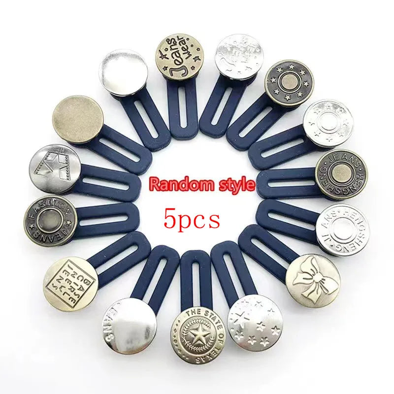 5pcs Button Extender For Pants Adjustable Waist Button Retractable