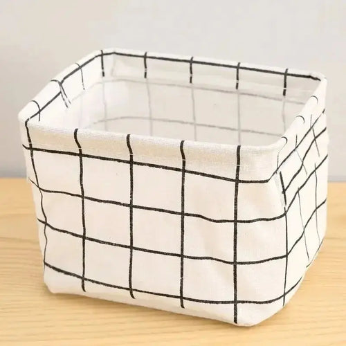 1pc Cotton Linen Fabric Waterproof Desktop Sundries Basket Storage Box