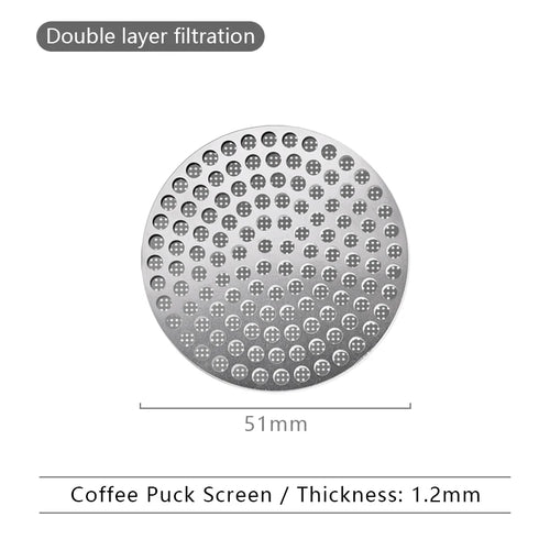 51/53/58mm Reusable Coffee Puck Screen 304 Stainless steel Double