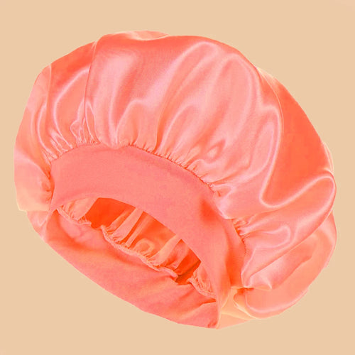 1pc Women's Solid Color Satin Wide-Brimmed Shower Cap, Suitable For