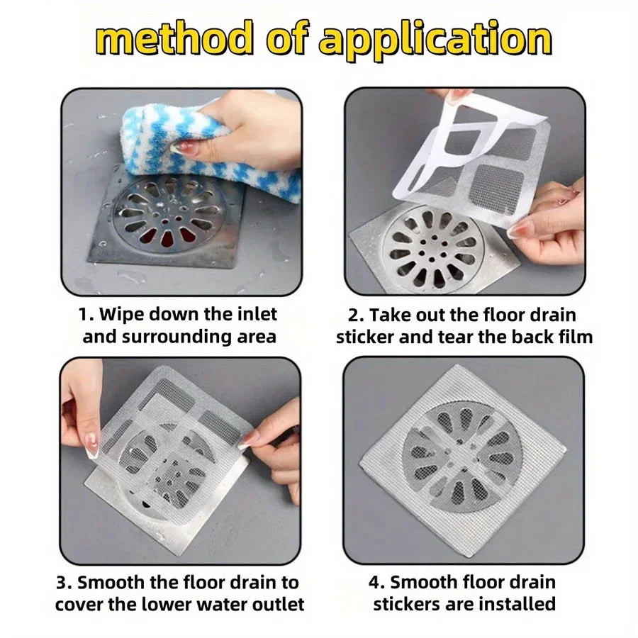 20PCS Disposable Floor Drain Sticker Sink Drain Hair Filter Blocker