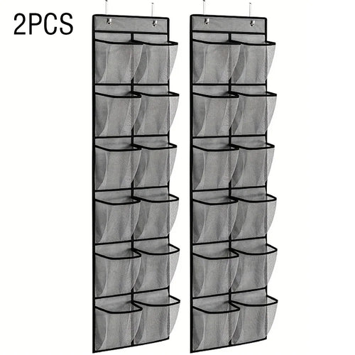 12 Pockets Over the Door Shoe Organizer Large Mesh Pockets With 2