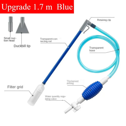 Siphon Pump with Filter Nozzle Fish Tank Water Changer Air Pump
