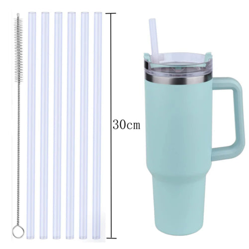 Reusable Straw with Cleaning Brush Plastic Replacement Straw