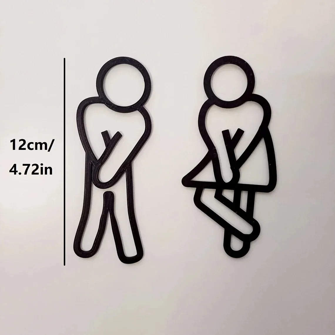 Creative Funny 2D Flat Bathroom Sign for Men Women Restroom Door Decor