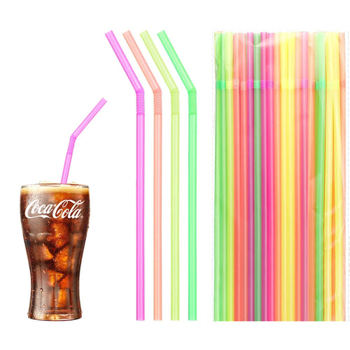 1000-100Counts Neon Colored Flexible Plastic Drinking Straws