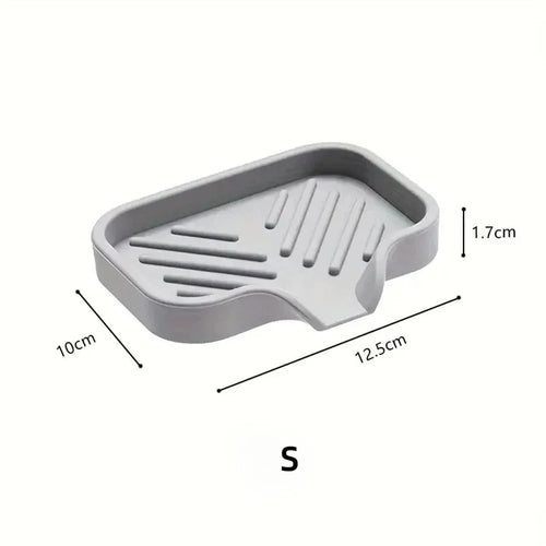 Sink Silicone Tray with Drain Soap Sponge Storage Holder Countertop