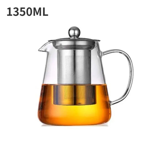 1pc Glass Teapot Heat Resistant Borosilicate Clear Tea Kettle with