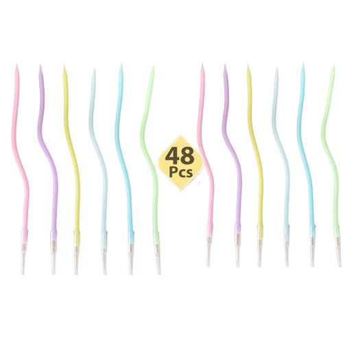 6/12/48pcs Birthday Candles Spiral Cake Candles Long Thin Cake