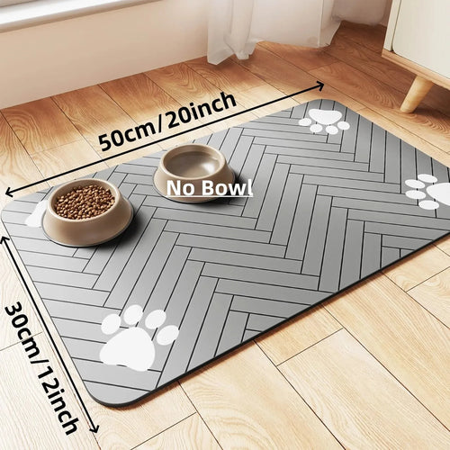 Pet Feeding Mat-Absorbent Pet Placemat Rubber Backing Quick Dry Water