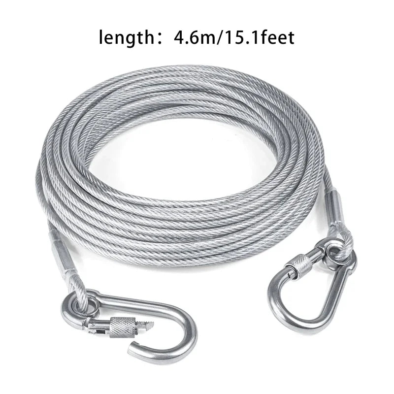 Double-headed Dog Tie Out Cable Leash ,raction rope with metal buckle