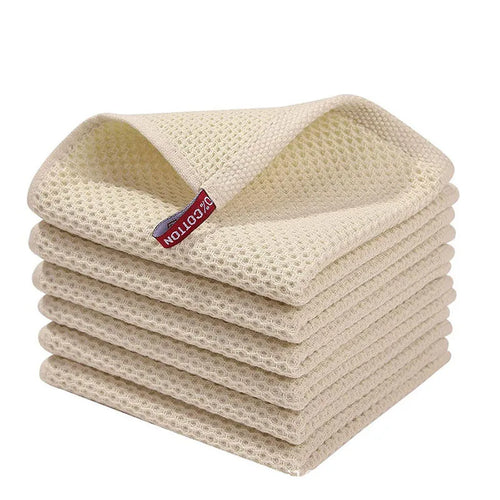 Cotton Towel Soft Absorbent Dishcloth Kitchen Dish Rags Honeycomb