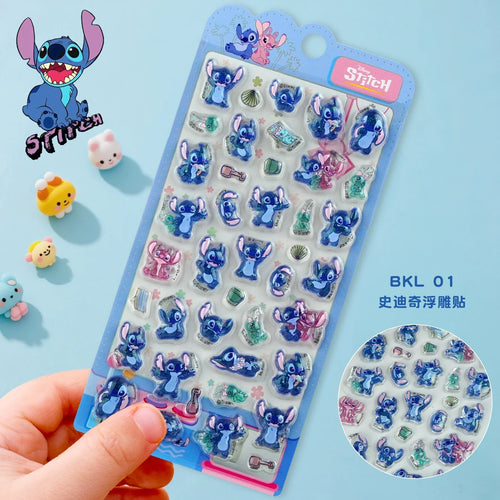 Genuine Stitch 3d Stereo Crystal Sticker Cute Cartoon Hand Account DIY