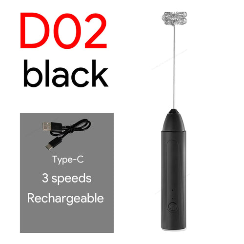 Handheld Egg Beater 3 Speeds Electric Milk Frother USB Rechargeable