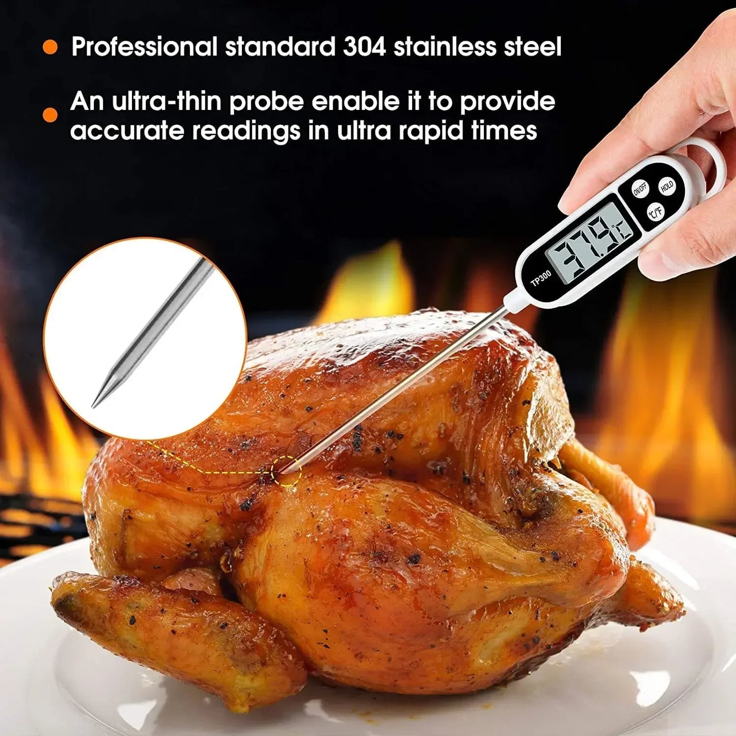 Digital Kitchen Thermometer Instant Read Meat Temperature Probe for
