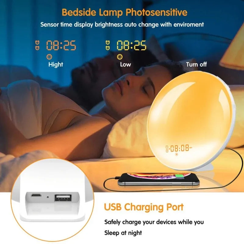 Sunrise Sunset Simulation Wake Up Alarm Clock with Colorful Atmosphere