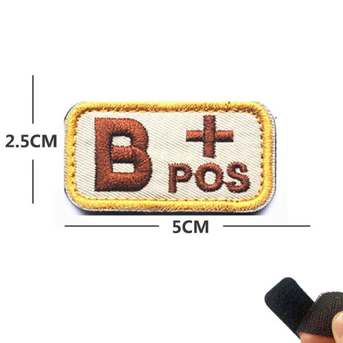 5*2.5CM Small Patch with Hook and Loop Blood Type A B AB O POS NEG