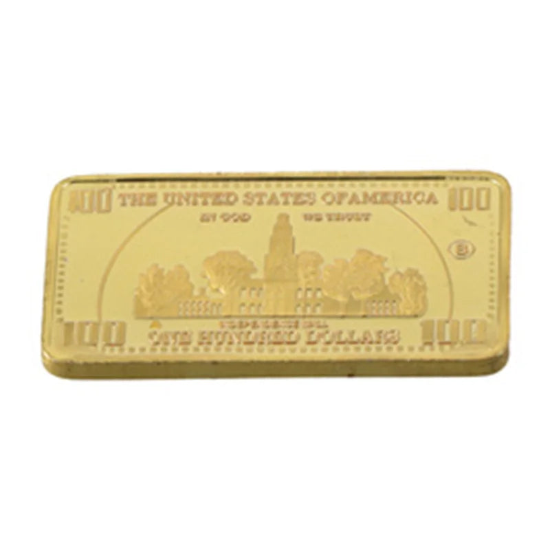 1pcs USA 100 Dollar Bullion 24k Gold Bar American Metal Coin Golden