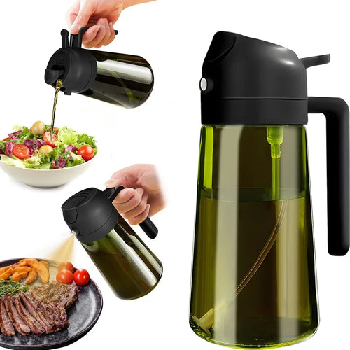 470ML/16oz Light-Blocking Dark Oil Sprayer for Cooking 2 in 1 Olive