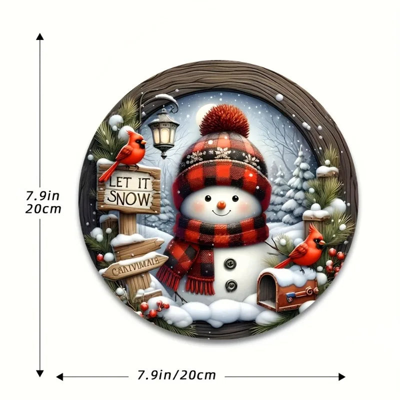 7.9" Christmas Wreath Centerpiece Decoration - Acrylic Round Holiday