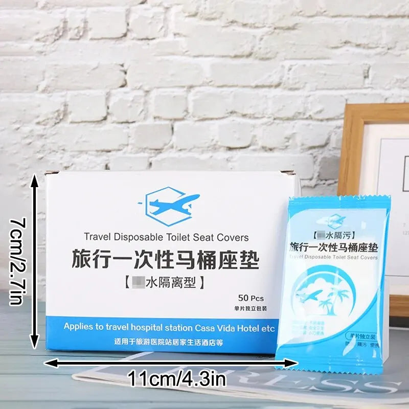 50Pcs Disposable Plastic Toilet Seat Cover Waterproof and Non Slip