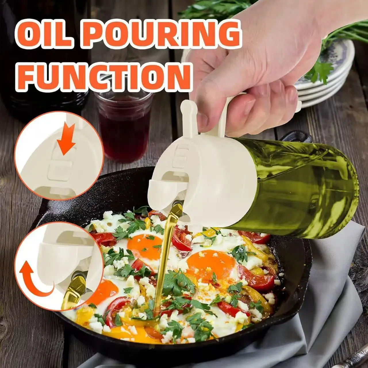 16oz/470ml Leakproof 2-in-1 Glass Oil Dispenser & Sprayer for Cooking