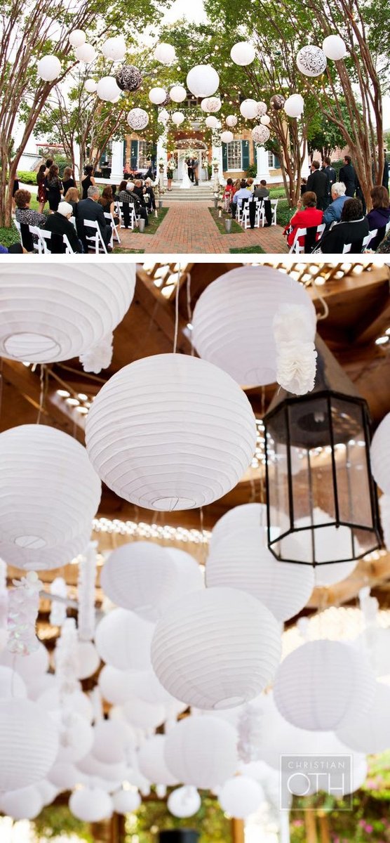 12" White Round Paper Lantern, Crisscross Ribbing, Chinese Hanging