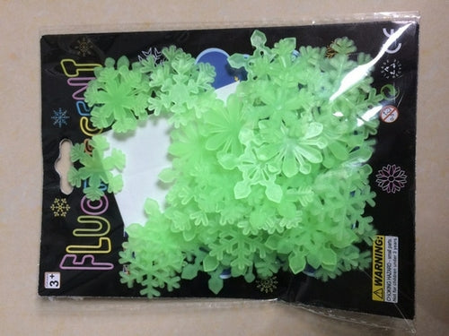50pcs Colorful Luminous Snowflake Wall Sticker Glow In The Dark Decal