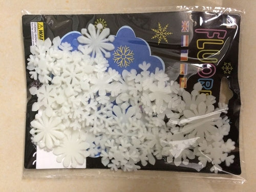 50pcs Colorful Luminous Snowflake Wall Sticker Glow In The Dark Decal