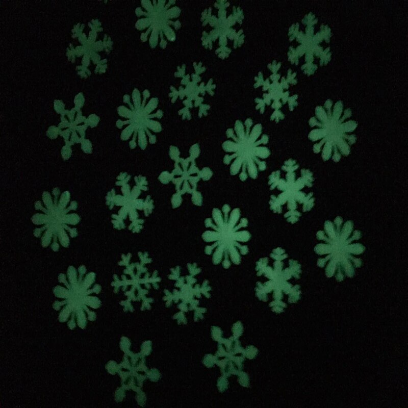 50pcs Colorful Luminous Snowflake Wall Sticker Glow In The Dark Decal