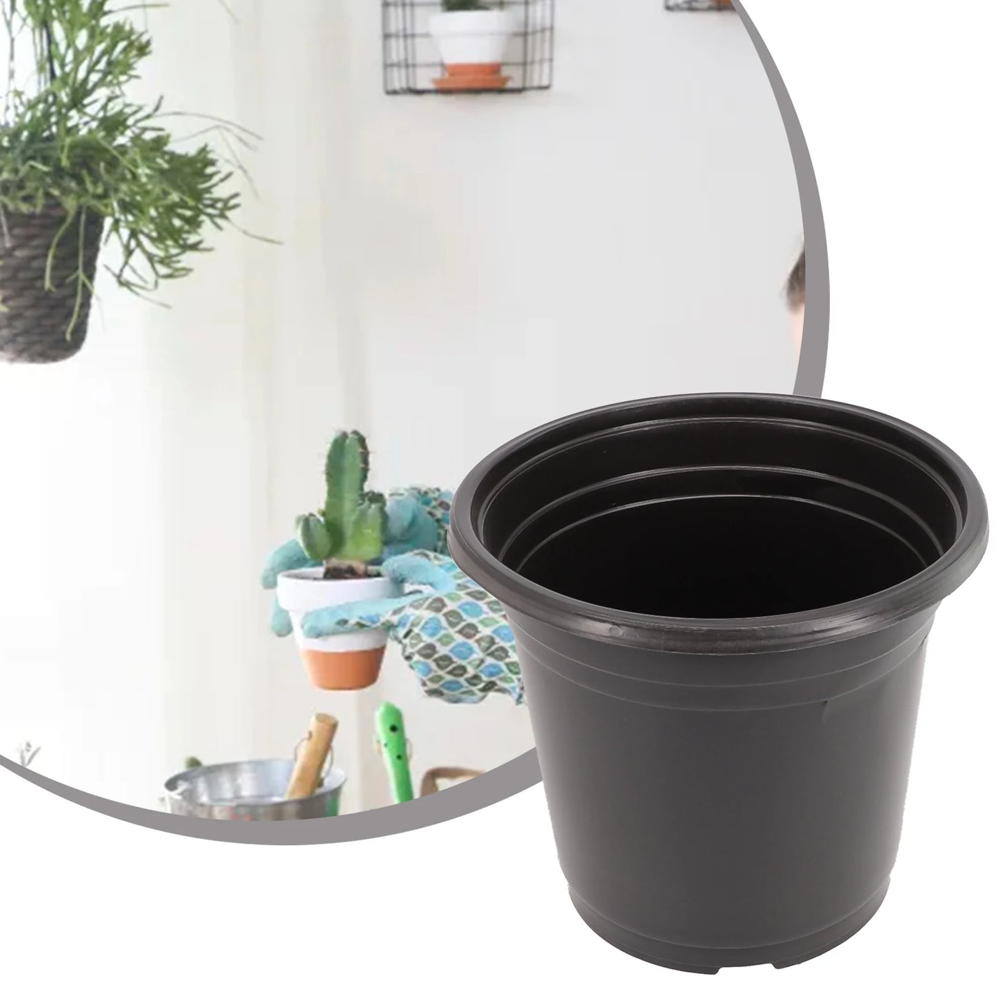 1PC Flowerpot Plastic Black Plant Pot Bottom Hollow Nursery Pot SeedPlant Containers Flower Pot Garden Supplies